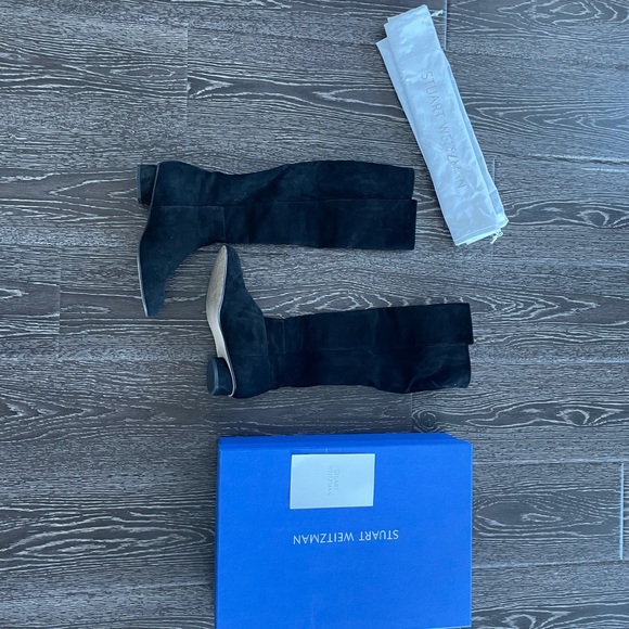 STUART WEITZMAN ELOISE BOOTS BLACK SZ 8.5 - Picture 2 of 5